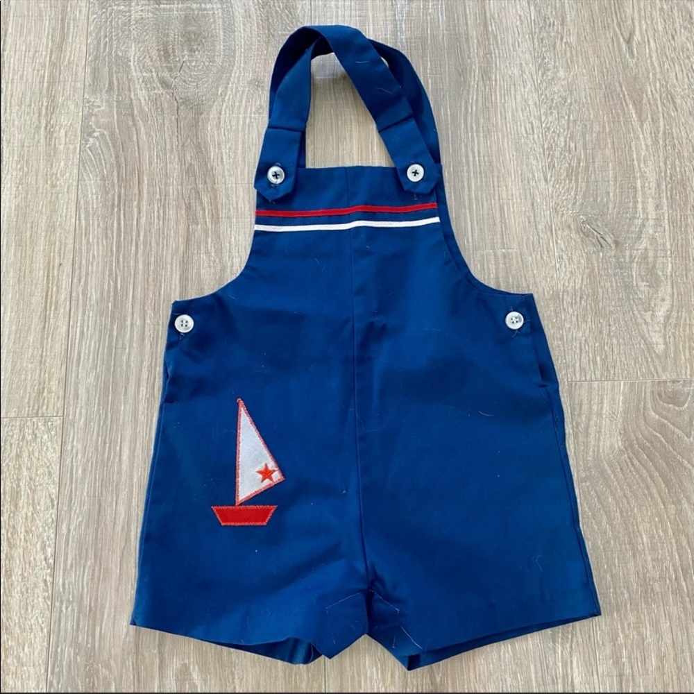 VINTAGE Shortall Health-Tex Boys Racerback Nautical Romper Sz 24M